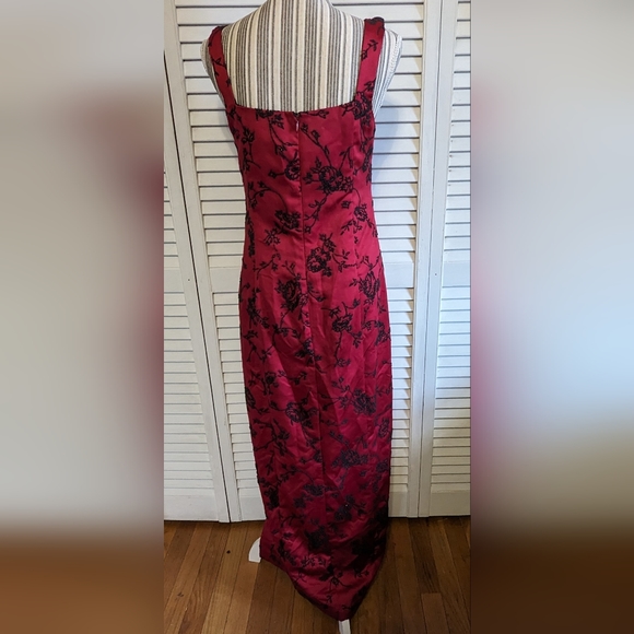 Vintage Jeffrey & Dara Evenings Dark Red Black Floral Beading Dress sz 6 - Picture 2 of 9